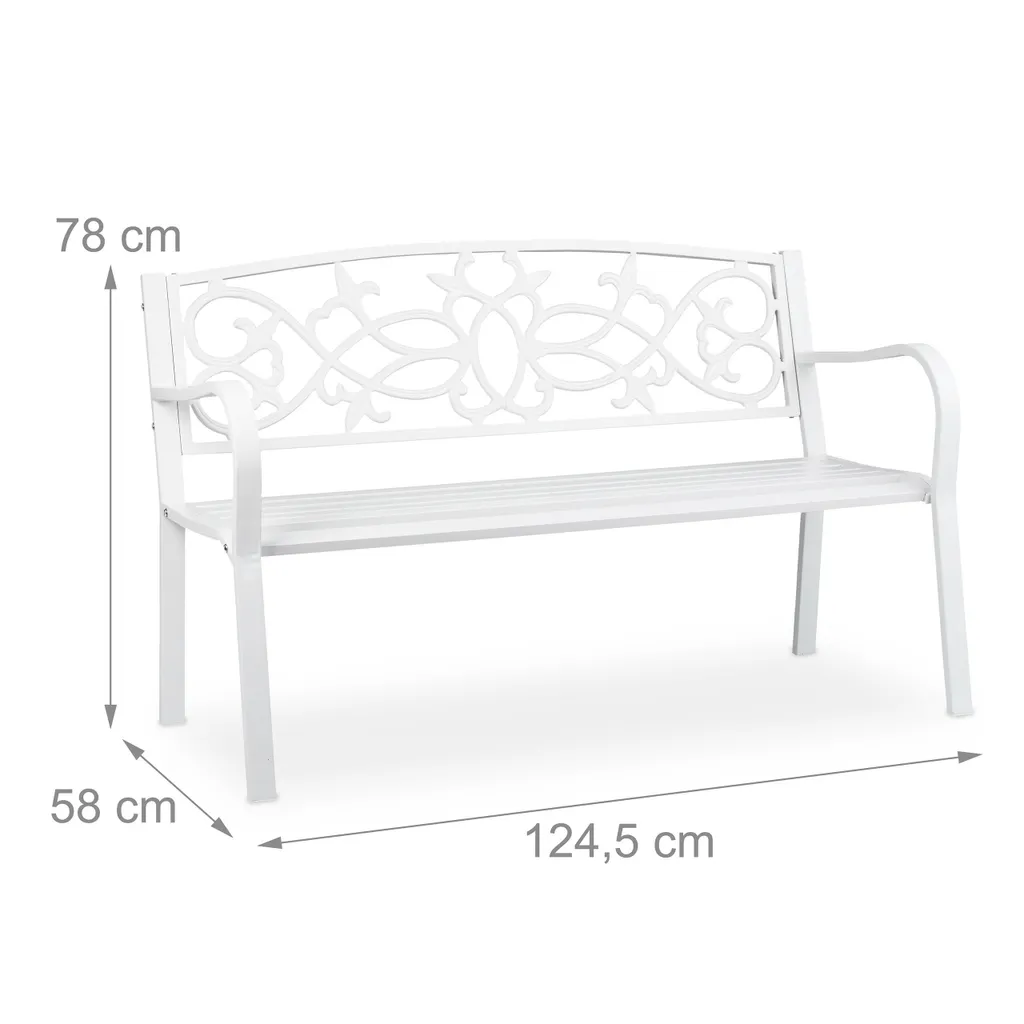Relaxdays Vintage Gartenbank In Weiß 4 Relaxdays Vintage Gartenbank In Weiß – Bild 4