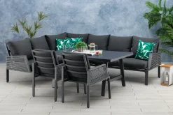 Mandalika Alu / Rope Dining Eck Lounge Set Elba Inkl. 2x Dining Sessel Neuheit Hohe Ausführung