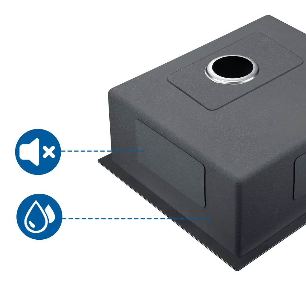 Auralum Küchenspüle Edelstahl Waschbecken Einbauspüle Ohne Montagelöcher Spülbecken Mit Ablaufgarnitur 50*43CM, Dunkelgrau 6 Auralum Küchenspüle Edelstahl Waschbecken Einbauspüle Ohne Montagelöcher Spülbecken Mit Ablaufgarnitur 50*43CM, Dunkelgrau – Bild 6