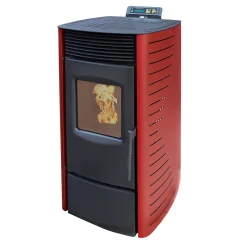 Nemaxx P9 Pelletofen Pelletkamin Pelletkaminofen 9 KW Kaminofen Heizofen Pellet Ofen Kamin Pelletheizung Heizung Heizgerät Kaminheizung Pellets - Rot - WiFi-Ready