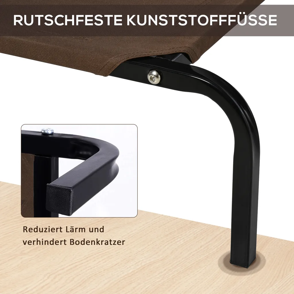 PawHut Hundebett Outdoor Hundeliege Katzenbett Mit Mesh Haustierbett Schlafplatz Metall Oxford-Gewebe Kaffee 130 X 80 X 20 Cm 4 PawHut Hundebett Outdoor Hundeliege Katzenbett Mit Mesh Haustierbett Schlafplatz Metall Oxford-Gewebe Kaffee 130 X 80 X 20 Cm – Bild 4