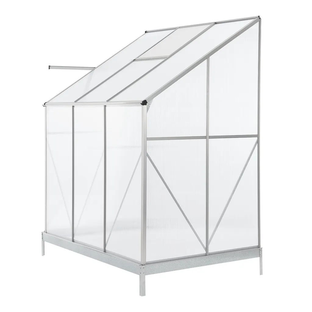 Juskys Aluminium Anlehn-Gewächshaus 2,4 M² – Treibhaus Mit Schiebetür, Fenster Zum Lüften & Stahl-Fundament – Stabiles Pflanzenhaus Für Garten 9 Juskys Aluminium Anlehn-Gewächshaus 2,4 M² – Treibhaus Mit Schiebetür, Fenster Zum Lüften & Stahl-Fundament – Stabiles Pflanzenhaus Für Garten – Bild 9