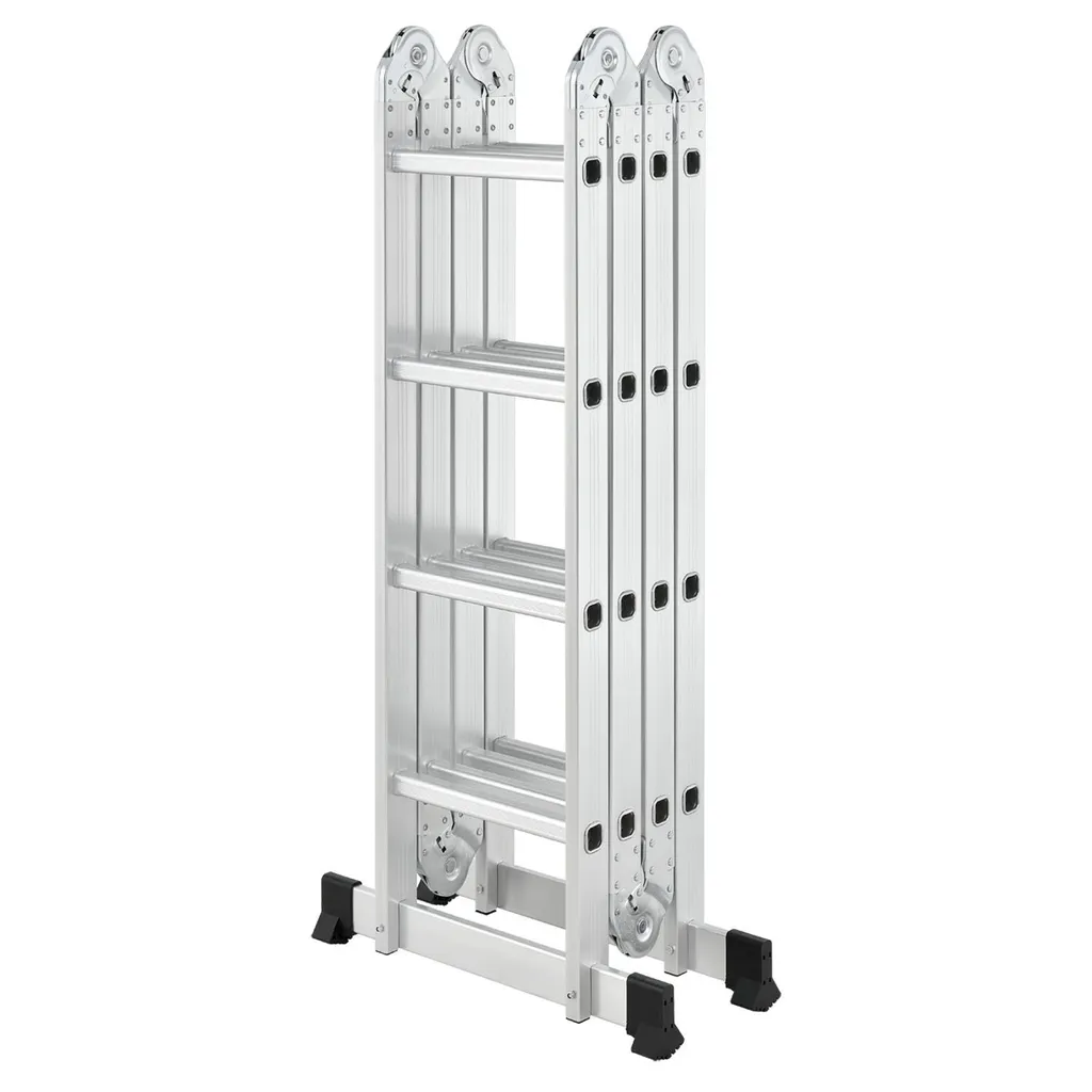 Juskys Aluminium Multifunktionsleiter 4x4 Stufen - 4,7 M Länge Klappbar – Leiter 4-teilig Bis 150 Kg - Gelenkleiter Klappleiter Stehleiter Aluleiter 9 Juskys Aluminium Multifunktionsleiter 4x4 Stufen - 4,7 M Länge Klappbar – Leiter 4-teilig Bis 150 Kg - Gelenkleiter Klappleiter Stehleiter Aluleiter – Bild 9