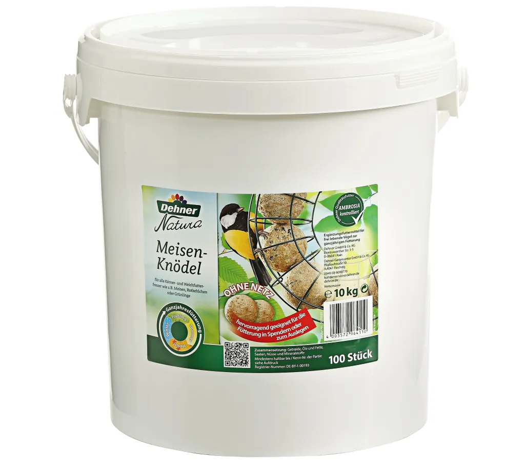 Dehner Natura Wildvogelfutter, Große Meisenknödel, Ohne Netz, 100 Stück Je 100 Gramm (10 Kg) 2 Dehner Natura Wildvogelfutter, Große Meisenknödel, Ohne Netz, 100 Stück Je 100 Gramm (10 Kg) – Bild 2