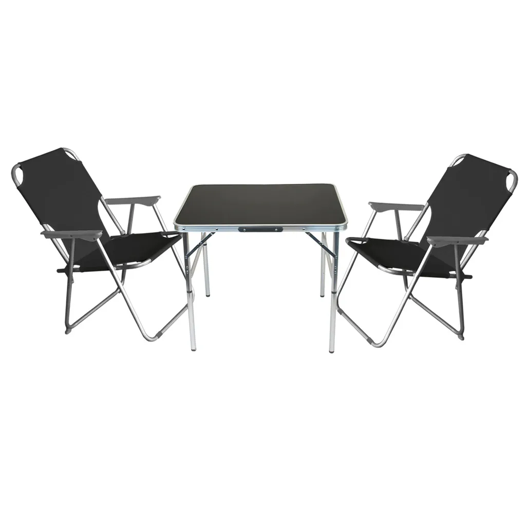 Wohaga 3tlg. Campingmöbel-Set Tisch 75x55cm + 2x Klappstuhl Schwarz 1 Wohaga 3tlg. Campingmöbel-Set Tisch 75x55cm + 2x Klappstuhl Schwarz