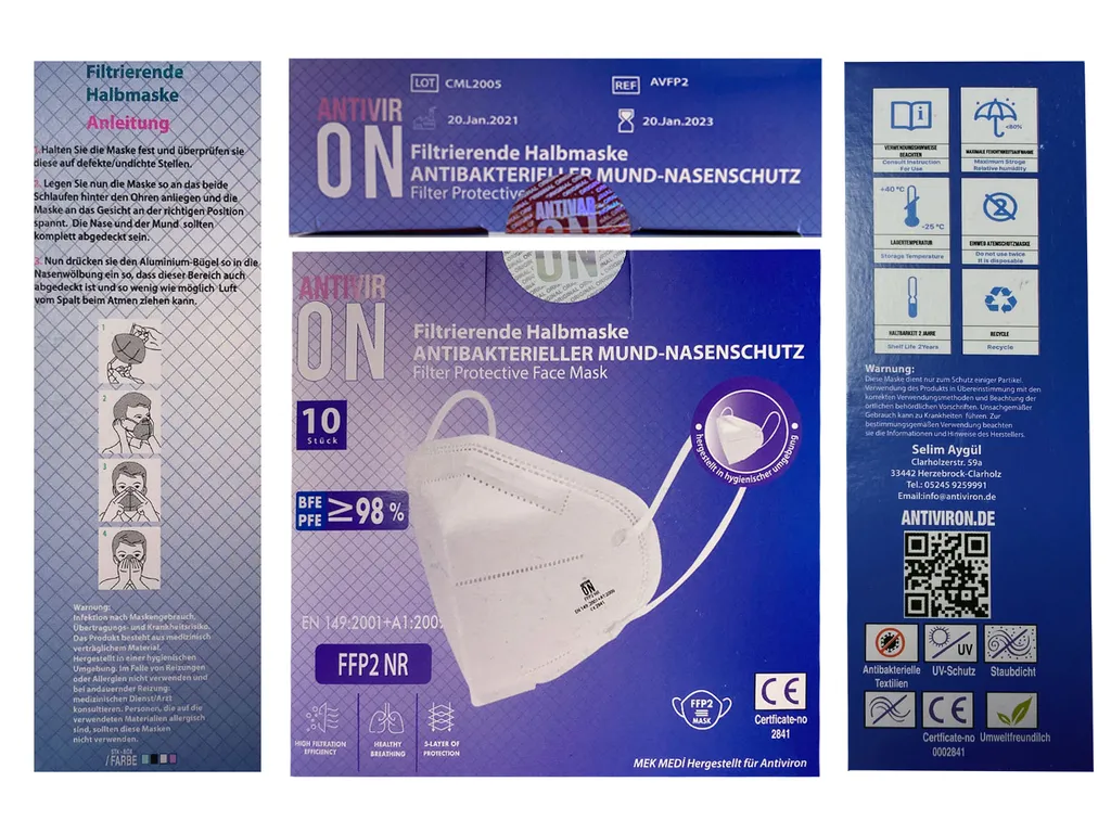 50 Stück FFP2 NR Schwarz ANTIVIRON Atemschutzmaske Masken 5-lagig 7 50 Stück FFP2 NR Schwarz ANTIVIRON Atemschutzmaske Masken 5-lagig – Bild 7