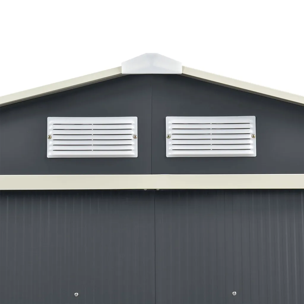 Juskys Metall Gerätehaus XL Mit Satteldach, Schiebetür & Fundament - 9m³ - 277×191×192 Cm - Anthrazit - Geräteschuppen Gartenhaus Garten Schuppen 8 Juskys Metall Gerätehaus XL Mit Satteldach, Schiebetür & Fundament - 9m³ - 277×191×192 Cm - Anthrazit - Geräteschuppen Gartenhaus Garten Schuppen – Bild 8