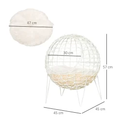 Pawhut Rattan Katzenkorb Katzenhöhle Katzenhütte Katzenbett Mit Kissen Erhöhtes Design Haustierbett Cremeweiß Ø45 X 57H Cm -Garten- & Gewächshäuser Geschäft 10830e5cb386eac3e380bcc9798899c0