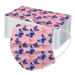 Redcoringe 50 Stk Rosa Schmetterling 3-lagige Einwegmasken Gesichtsmaske Mundmaske Staubdicht Für Erwachsene Frauen