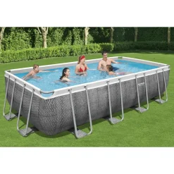 Bestway Power Steel™ Frame Pool Komplett-Set, Eckig, Mit Filterpumpe, Sicherheitsleiter & Abdeckplane 549 X 274 X 122 Cm, Schwimmbecken, Schwimmen, Pools