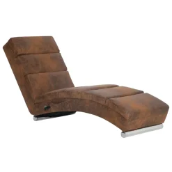 VidaXL Massage Chaiselongue Braun Wildleder-Optik