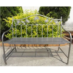 Garden Pleasure Stabile 2-Sitzer Garten Bank Metall Mit Schönen Verzierungen 110cm Eisenbank Anthrazit Grau NEU