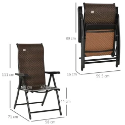 Outsunny Polyrattan Gartenstuhl Klappbar Rückenlehne 7 Stufige Verstellbar Klappstuhl Mit Armlehne Für Garten Balkon Und Terrasse Braun+Schwarz 58 X 71 X 111 Cm -Garten- & Gewächshäuser Geschäft 118cf4752e71271ad5b658e864488455