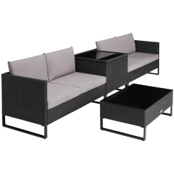 Tectake Rattanlounge Ostuni - Schwarz -Garten- & Gewächshäuser Geschäft 118efd1242209406e0ee7650f2ddcab4