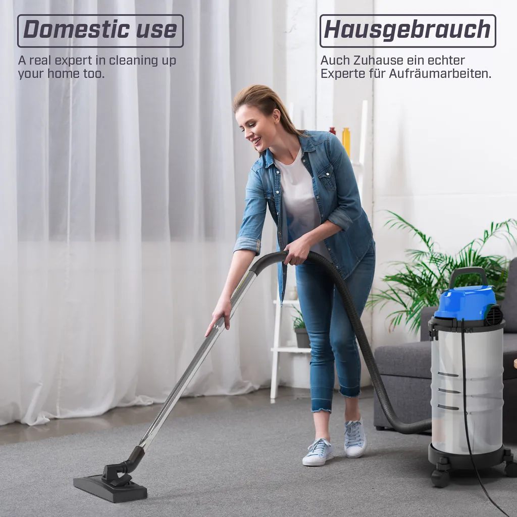 TIMBERTECH® Industriestaubsauger - 2300 W Leistung, 30 Liter, Mit Blasfunktion, 3 Filter, Edelstahlbehälter, Farbwahl - Nass-Trockensauger, Industriesauger (Blau) 12 TIMBERTECH® Industriestaubsauger - 2300 W Leistung, 30 Liter, Mit Blasfunktion, 3 Filter, Edelstahlbehälter, Farbwahl - Nass-Trockensauger, Industriesauger (Blau) – Bild 12