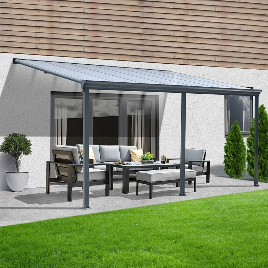 Home Deluxe Terrassenüberdachung 495 X 303 X 226 / 278 Cm (Grau) 1 Home Deluxe Terrassenüberdachung 495 X 303 X 226 / 278 Cm (Grau)