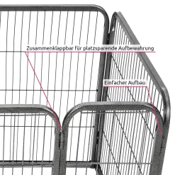Tectake Welpenauslaufstall 4-eckig - Grau -Garten- & Gewächshäuser Geschäft 11ee473257ca979c4c2ee4341a9c8a64