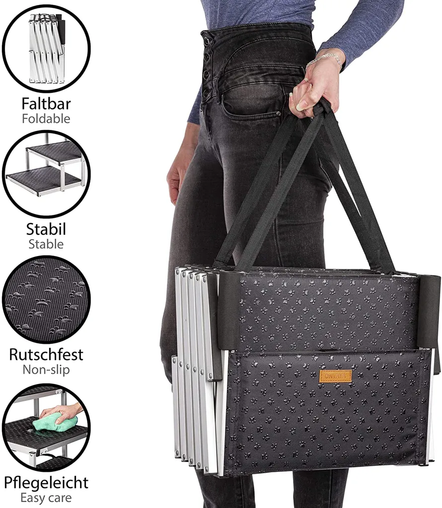 ONVAYA® Hundetreppe Faltbar | 5 Stufen | Hunderampe Einstieghilfe Für Autos Oder Hohe Betten | Klappbare Haustiertreppe | Stabile Hundeleiter | Praktisch & Leicht | Für Bis Zu 60 Kg 3 ONVAYA® Hundetreppe Faltbar | 5 Stufen | Hunderampe Einstieghilfe Für Autos Oder Hohe Betten | Klappbare Haustiertreppe | Stabile Hundeleiter | Praktisch & Leicht | Für Bis Zu 60 Kg – Bild 3