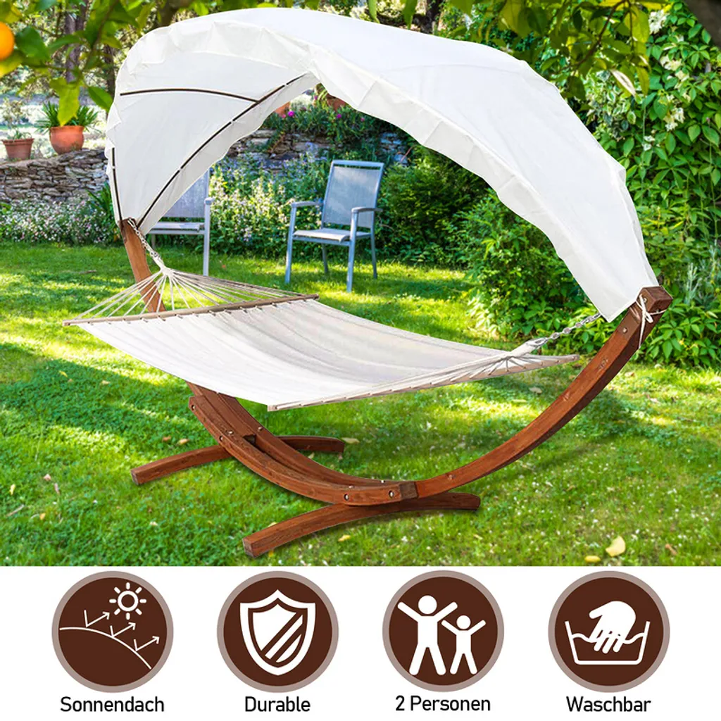 EINFEBEN Hängematte Wetterfestem Hängematten Stabhängematte Outdoor Holz Mit Gestell XXL Garten Hängemattengestell 2 Personen 410cm Gartenliege Liege 2 EINFEBEN Hängematte Wetterfestem Hängematten Stabhängematte Outdoor Holz Mit Gestell XXL Garten Hängemattengestell 2 Personen 410cm Gartenliege Liege – Bild 2
