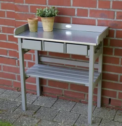 Esschert Design Garten Arbeitstisch Grau; CF29G -Garten- & Gewächshäuser Geschäft 1220031a3ccd21fda84d206f9625adfe