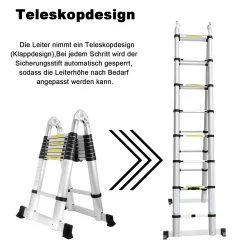 Wolketon Teleskopleiter Stehleiter Mehrzweckleiter Klappleiter 2.5+2.5m 5M Multifunktionsleiter Klappbar -Garten- & Gewächshäuser Geschäft 1227d9d041e0299fc20c8b990f9eb9dd 1
