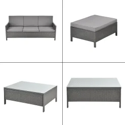 En.casa Gartenmöbelset Rattan 3-tlg. Rattan-Möbel Sitzgruppe Gartenlounge Loungeset Polyrattan Dunkel-/Hellgrau -Garten- & Gewächshäuser Geschäft 124bcbe3fbe8a3ce134d15f9bf78cd78