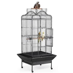Yaheetech Käfig Vogelvoliere Vogelkäfig 81 X 77x 160 Cm Vogelhaus Tierkäfig Mit Rollen