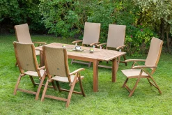 Merxx Gartenmöbelset "Capri" 7tlg. Mit Ausziehtisch 150/200 X 90 Cm - Akazienholz Mit Kunststoffgeflecht Natur