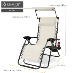 KESSER® - Sonnenliege Liegestuhl Mit Sonnendach Getränkehalter | Verstellbar Rückenlehne | Abnehmbares Kopfkissen Kopfpolster| Klappbar | Stahlrahmen | Garten Liege Hochlehner | Gartenstuhl, Farbe:Beige -Garten- & Gewächshäuser Geschäft 12f2bdd0597fd15e5568e4d46aab8489
