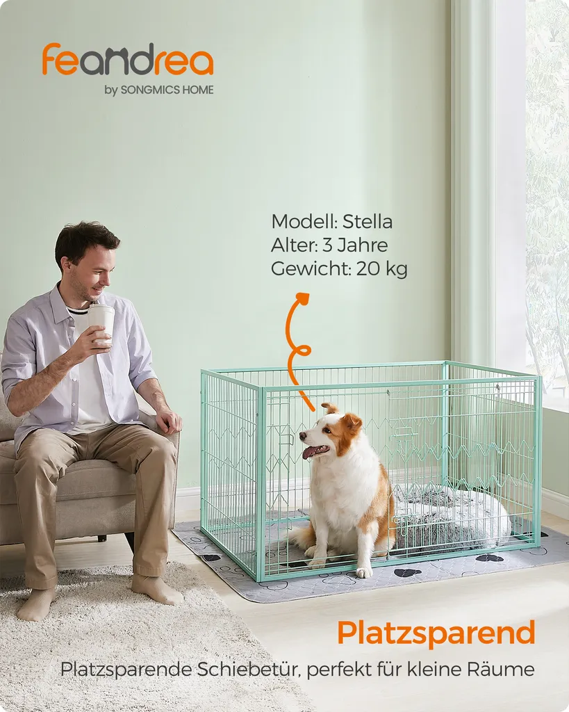 Feandrea Welpenauslauf, Welpenlaufstall 4-teilig, Schiebetür Mit 2 Riegeln, 122 X 80 X 70 Cm, Freilaufgehege Innen, Mintgrün PPK003C01 2 Feandrea Welpenauslauf, Welpenlaufstall 4-teilig, Schiebetür Mit 2 Riegeln, 122 X 80 X 70 Cm, Freilaufgehege Innen, Mintgrün PPK003C01 – Bild 2