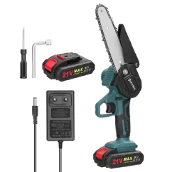 Mini Kettensäge, 6 Zoll 21V Elektro-Kettensäge, Geevorks Tragbare Handgeführte Akku Kettensäge Mit 2 X 1500mAh Batterie Und 1 X Ladegerät Für Gartenarbeit Baumbeschneidung Holzschneiden