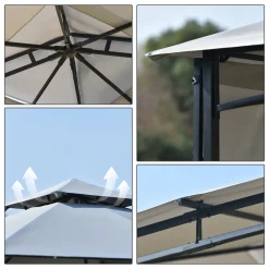 Merax Pavillon 3x3m Gartenpavillon Partyzelt Inkl. Seitenwand Und Metall Gestell, Wasserdicht Gartenzelt Mit UV-Schutz, Grau -Garten- & Gewächshäuser Geschäft 13342155350c14a726126379abff149f