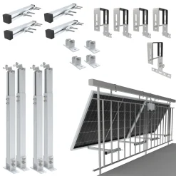 NuaSol -NuaFix Balkongelände Halterung Eckig Für 2 Solarmodule Aus Edelstahl