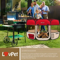 LOVPET® Welpenlaufstall Tierlaufstall Faltbar Für Kleintiere Hunde, Katzen Inkl. Hundenapf Hundelaufstall Freigehege Oxfordgewebe Pop-up System Indoor & Outdoor, Farbe:Rot / Beige -Garten- & Gewächshäuser Geschäft 13987289e34ce7b47aab971e8bd741c2