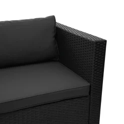 Mendler Poly-Rattan Garnitur HWC-F57, Balkon-/Garten-/Lounge-Set Sofa Sitzgruppe Schwarz, Kissen Dunkelgrau Ohne Deko-Kissen -Garten- & Gewächshäuser Geschäft 13abe5199e8bb2b93ff71125123519df