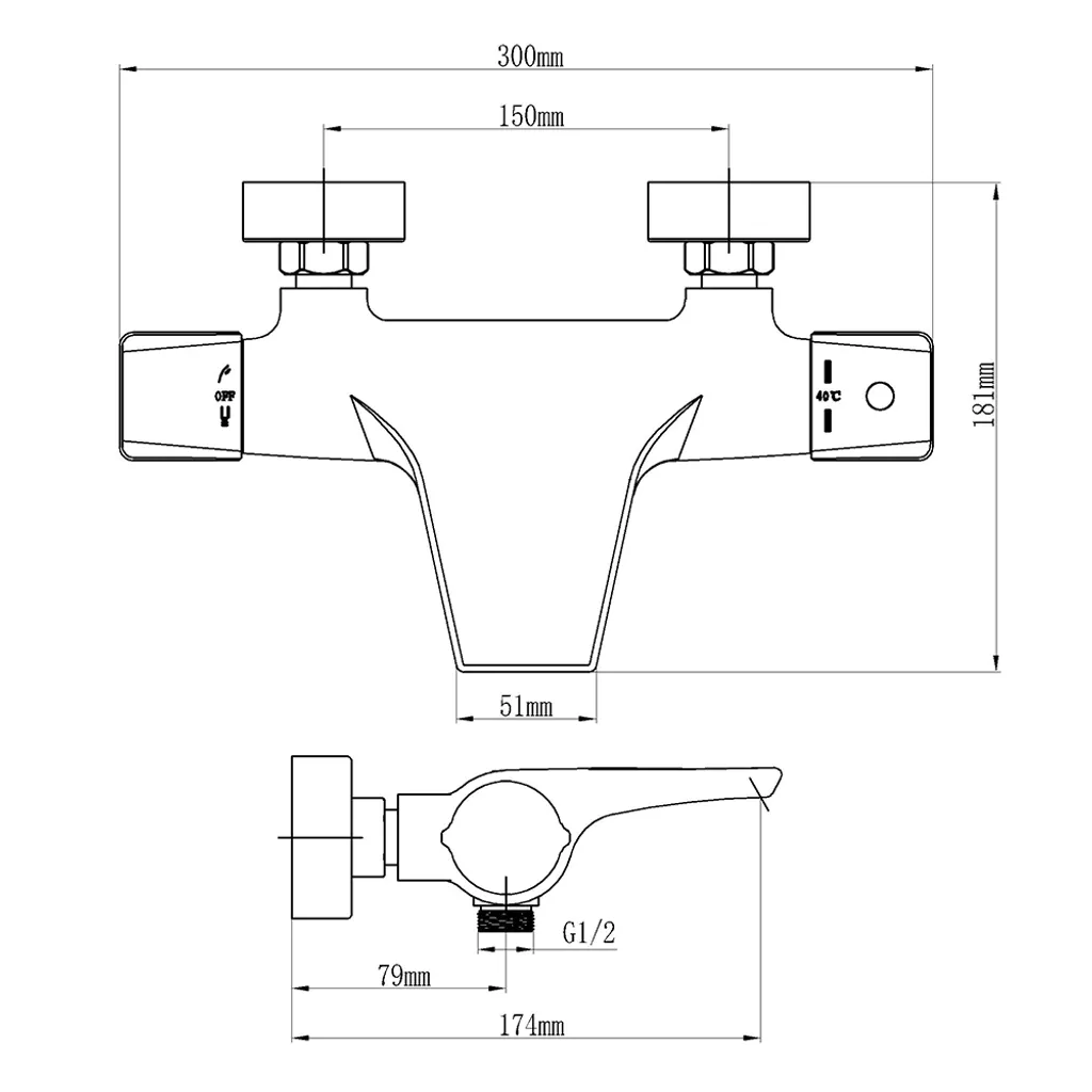 Aihom Thermostat Badewannenarmatur Wasserfall Wannenarmatur Mit Sicherheitsknopf 40℃, Wannenbatterie Mischbatterie Dusche Duscharmatur, Chrom 10 Aihom Thermostat Badewannenarmatur Wasserfall Wannenarmatur Mit Sicherheitsknopf 40℃, Wannenbatterie Mischbatterie Dusche Duscharmatur, Chrom – Bild 10