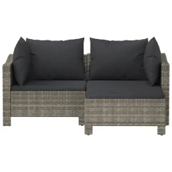 VidaXL 3-tlg. Garten-Lounge-Set Mit Kissen Grau Poly Rattan -Garten- & Gewächshäuser Geschäft 140286ede16c6cb928128077bc907703