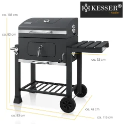 KESSER® Grill Grillwagen XXL Holzkohlegrill Mit Deckel, Rädern, Edelstahl-Griff, Grillrost Und Thermometer Holzkohle Kohlegrill Wagen Groß Kohle BBQ Barbeque Camping, Terrasse, Garten, Farbe:Grau -Garten- & Gewächshäuser Geschäft 147c163ee080f1e847e8417f38a11da3
