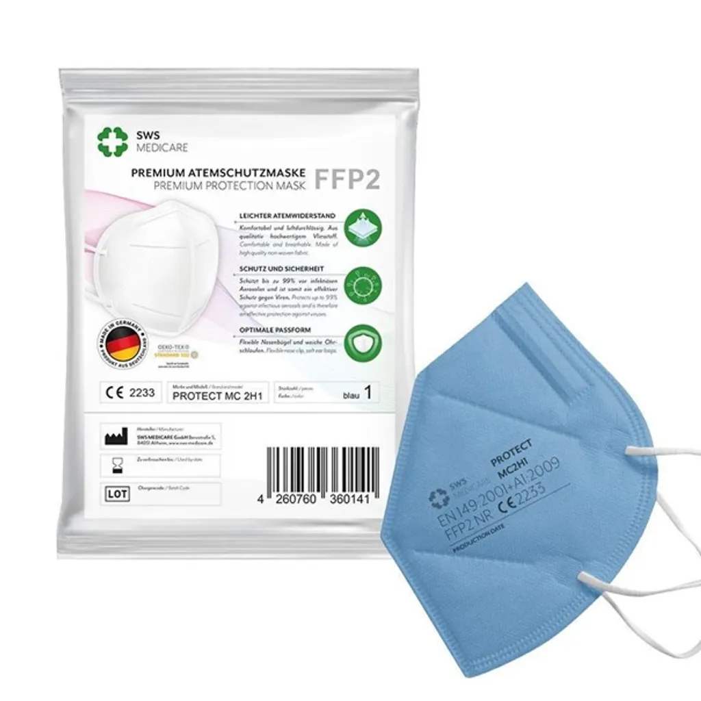 SWS-Medicare GmbH FFP2 NR Atemschutzmaske, Blau – 10er Pack ( Germany) 4 SWS-Medicare GmbH FFP2 NR Atemschutzmaske, Blau – 10er Pack ( Germany) – Bild 4