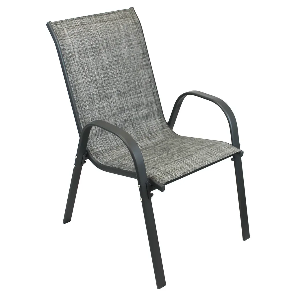 Wohaga® 6er Set Stapelstuhl 'New York' Mit Textilenbespannung Anthrazit/Silbergrau Meliert 4 Wohaga® 6er Set Stapelstuhl 'New York' Mit Textilenbespannung Anthrazit/Silbergrau Meliert – Bild 4