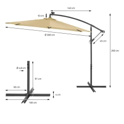 ECD Germany Ampelschirm Mit Kurbel Und Ständer Inkl. LED-Solar - Ø 300 Cm - Braun - Wasserabweisend, Sonnenschutz UV50+, Neigbar, Gartenschirm Terrassenschirm Marktschirm Kurbelschirm Schirm 14 ECD Germany Ampelschirm Mit Kurbel Und Ständer Inkl. LED-Solar - Ø 300 Cm - Braun - Wasserabweisend, Sonnenschutz UV50+, Neigbar, Gartenschirm Terrassenschirm Marktschirm Kurbelschirm Schirm -Garten- & Gewächshäuser Geschäft 148e35c93899e18d0e309a8ae830fc59