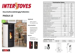 Interstoves Pelletofen Paola 12 KW Schwarz, WIFI-Control + Fernbedienung Möglich -Garten- & Gewächshäuser Geschäft 1507e2bb28926283ceb7946be66dec1e