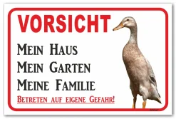 AdriLeo Schild - Vorsicht Indische Laufente - Mein Haus - Achtung Ente 15x20cm