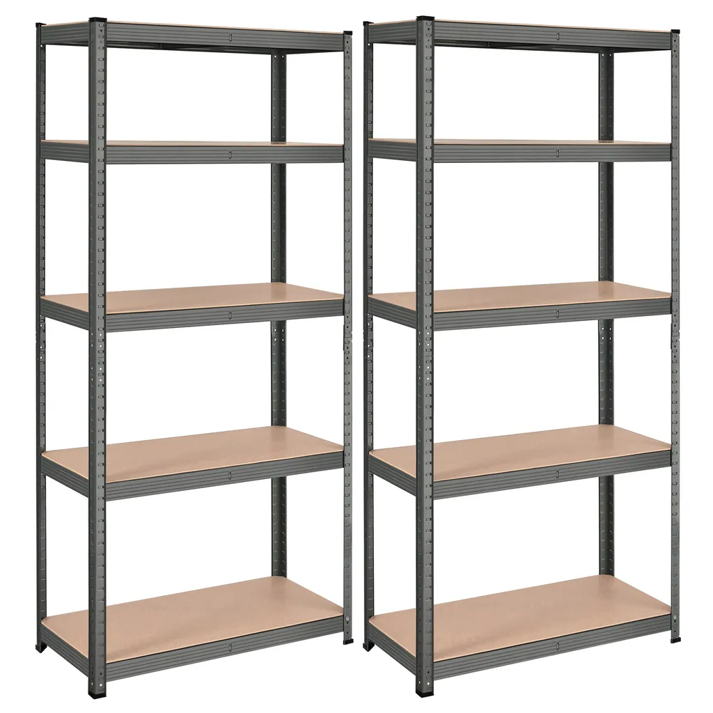 SONGMICS Schwerlastregale, 2er Set, Kellerregale, Lagerregale, 180 X 90 X 40 Cm, Steckregale, Jeweils Bis 875 Kg Belastbar Und 5 Verstellbare Ablagen, Verstärktes Stahlgestell, Grau GLR040G02 3 SONGMICS Schwerlastregale, 2er Set, Kellerregale, Lagerregale, 180 X 90 X 40 Cm, Steckregale, Jeweils Bis 875 Kg Belastbar Und 5 Verstellbare Ablagen, Verstärktes Stahlgestell, Grau GLR040G02 – Bild 3