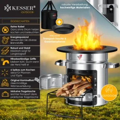 KESSER® Raketenofen Inkl. Grillpfanne Aus Gusseisen Mit Tragetasche Dutch Oven BBQ Rakete Holzofen Camping Campingkocher Campinggrill, Edelstahl, Farbe:Silber 11 KESSER® Raketenofen Inkl. Grillpfanne Aus Gusseisen Mit Tragetasche Dutch Oven BBQ Rakete Holzofen Camping Campingkocher Campinggrill, Edelstahl, Farbe:Silber -Garten- & Gewächshäuser Geschäft 156705beb64ffb348ed23ce824922b47