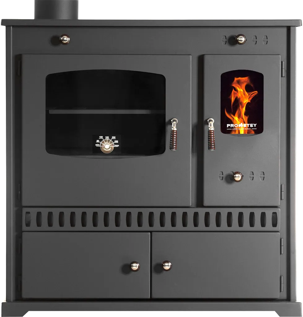 Prometey Kaminofen Mit Backfach Und Herdplatte Perfect Eco Schwarz Links Holzofen 7 KW Kamin Ofen Holz Werkstattofen Hüttenofen Heizofen Gartenofen 2 Prometey Kaminofen Mit Backfach Und Herdplatte Perfect Eco Schwarz Links Holzofen 7 KW Kamin Ofen Holz Werkstattofen Hüttenofen Heizofen Gartenofen – Bild 2