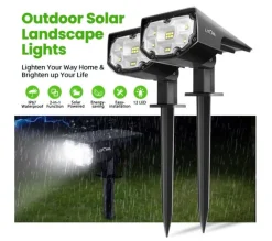Istartop LITOM 12 LED Solar Flutlichter, IP67 Wasserdichte Wandleuchten 2-in-1 Wireless Outdoor Für Garten Auffahrt Veranda Gehweg Pool Terrasse 2er Pack