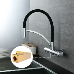Homelody Wasserhahn Küche Wandmontage Schwarz,180° Drehbar Silikon In Lebensmittelqualität Wand Küchenarmatur Wandarmatur Flexibel Ausziehbarer, Spültischarmatur Für Küche Messing -Garten- & Gewächshäuser Geschäft 15aba6aeb1fa3c2d614c38418099e5bf