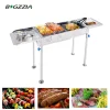 BIGZZIA Grill Aus Edelstahl, 2 In 1 Tragbarer Holzkohlegrill Mit Brat- Und BBQ-Funktion, Höhenverstellbarer Grill Holzkohle Mit Doppelseitiger Ablagefläche, Idealer BBQ-Grill Für Camping, Garten