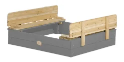 AXI Sandkasten Ella Aus Holz Mit Deckel | Sand Kasten In Grau Mit Sitzbank & Abdeckung Für Kinder | 100 X 95 Cm